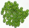 25 8mm Transparent Matte Olive Round Glass Beads